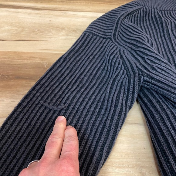 Abercrombie & Fitch Sweater Mens Medium 1/4 Zip Dark Gray Ribbed Knit Oversized - Picture 10 of 10